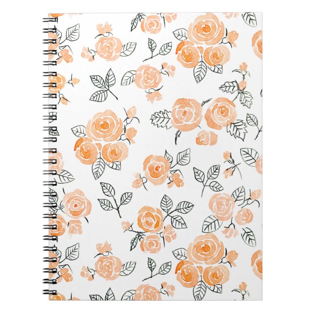 Carnet Motif rose Peach (Devant)