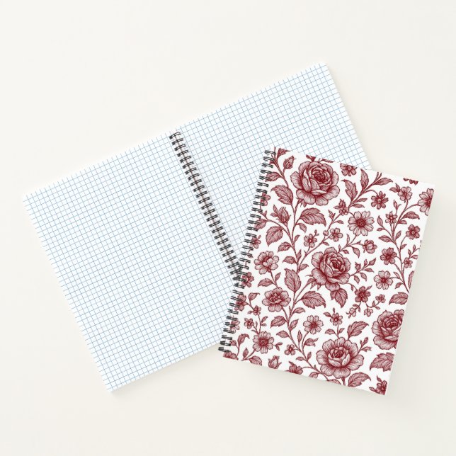 Carnet Motif Rose Vintage rouge foncé (Intérieur)