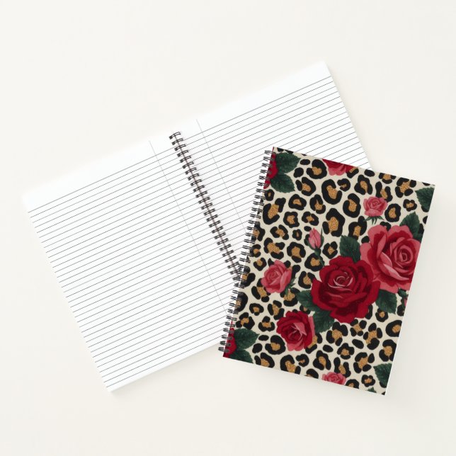 Carnet Motif Roses Rouges Léopard (Intérieur)