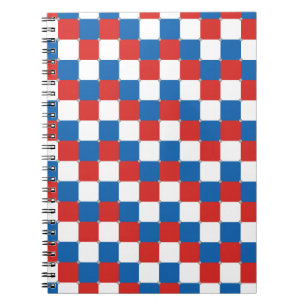 Carnet Motif rouge blanc et bleu à damiers
