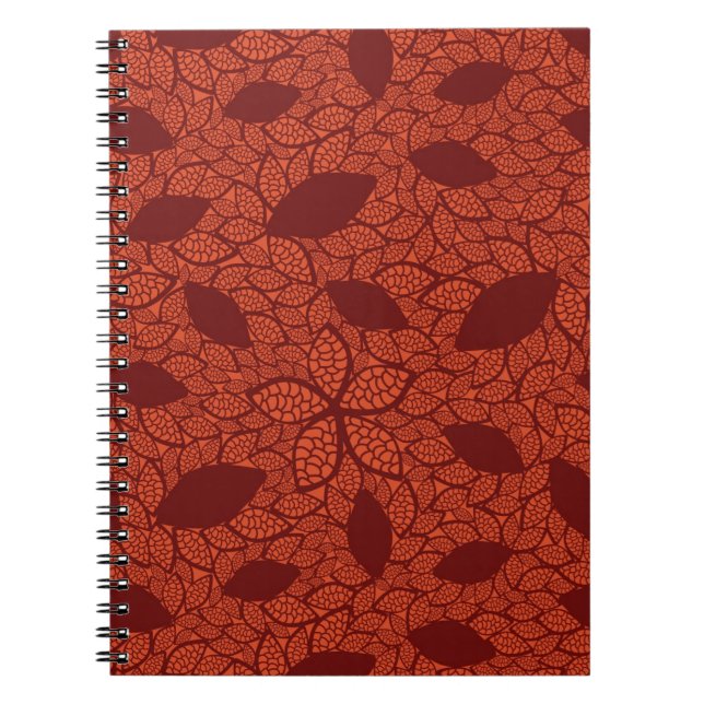 Carnet Motif rouge de feuille sur l'orange (Devant)
