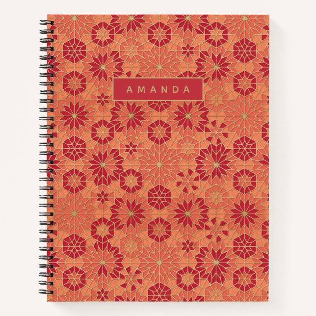 Carnet Motif rouge et orange (Devant)
