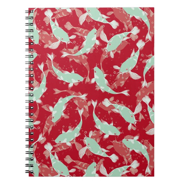 Carnet Motif rouge et vert - Koi Fish (Devant)