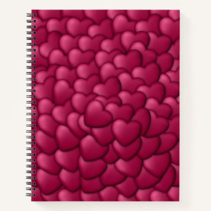Carnet Motif rouge texture 3D Coeurs-32322