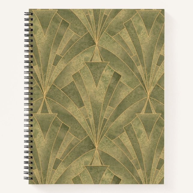 Carnet Motif Sage Green et Gold Art Déco (Devant)