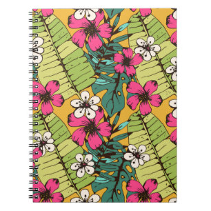 Carnet Motif sans charme avec fleurs tropicales, feuilles