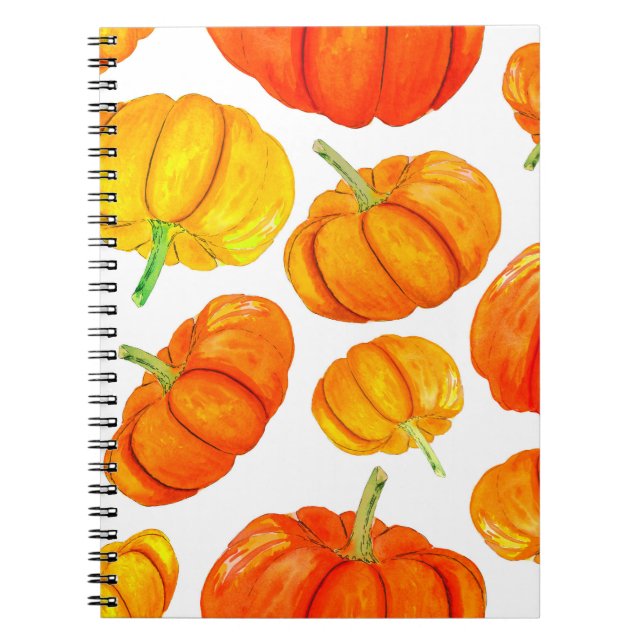 Carnet Motif sans couture avec aquarelle dessinée orange  (Devant)