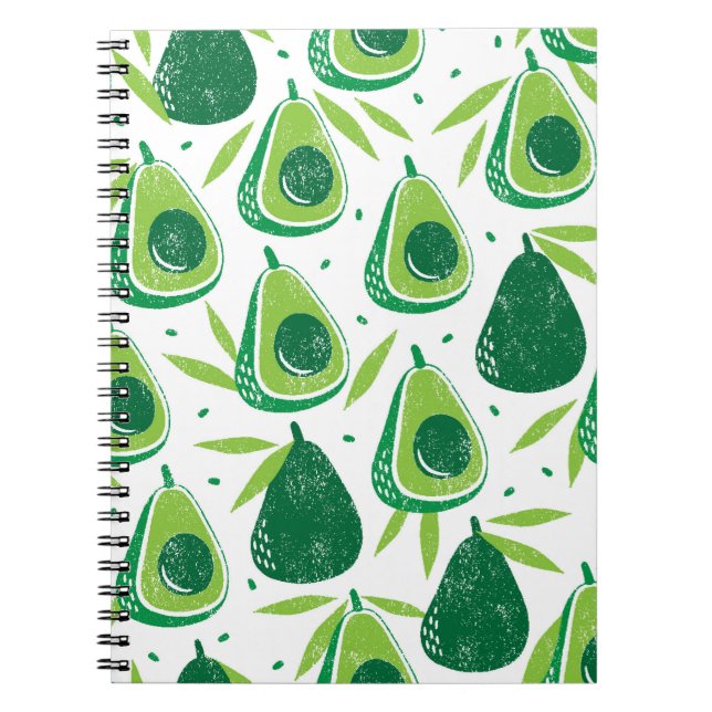 Carnet Motif sans couture avec avocats. Timbre texturé. v (Devant)