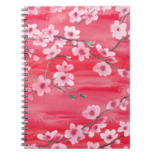 Carnet Motif sans couture avec Belle fleur de cerisier