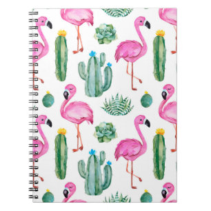 Carnet Motif sans couture avec cactus d'aquarelle verte, 
