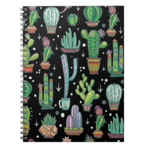 Carnet Motif sans couture avec cactus mignons