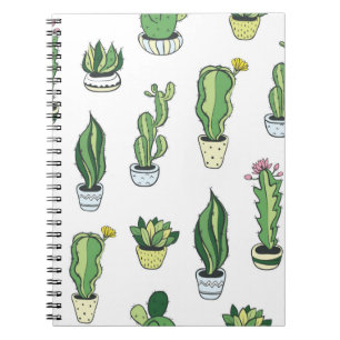 Carnet Motif sans couture avec cactus verts et succulents