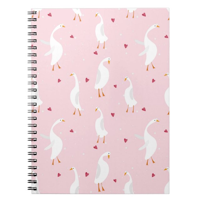 Carnet Motif sans couture avec canard mignon avec coeur s (Devant)