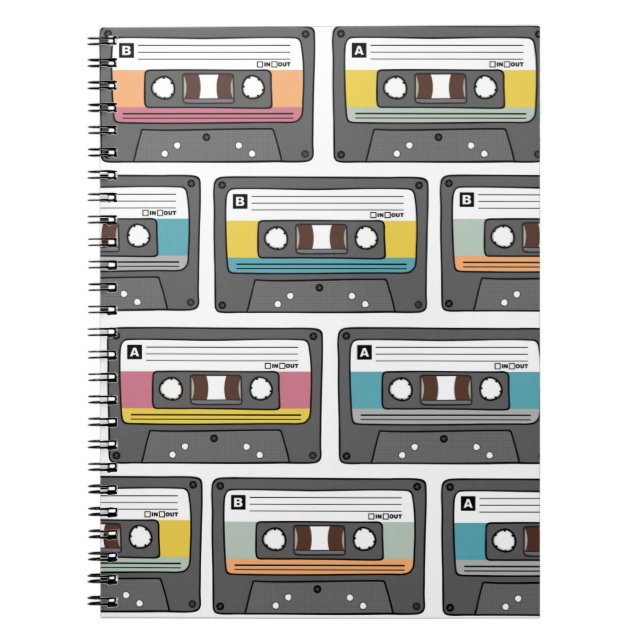 Carnet Motif sans couture avec cassettes rétro en douceur (Devant)
