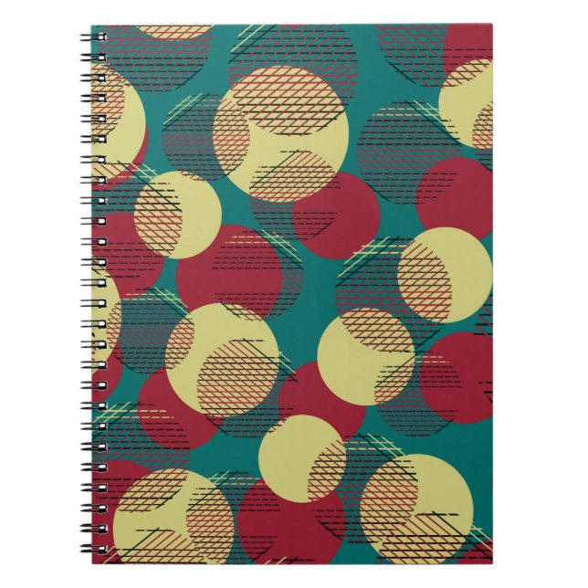 Carnet Motif sans couture avec cercles et lignes.  (Devant)