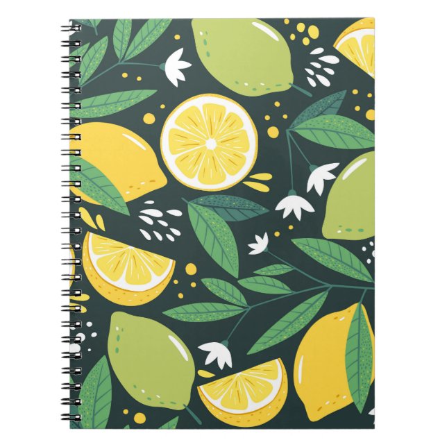 Carnet Motif sans couture avec citrons. Impression artist (Devant)