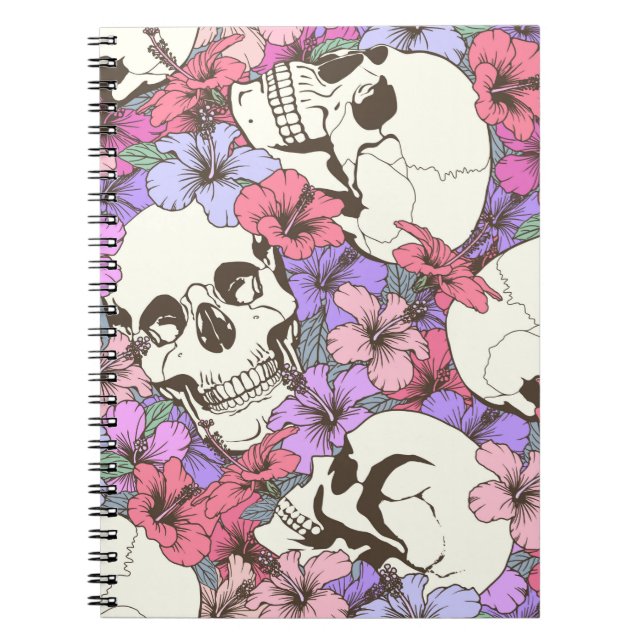 Carnet Motif sans couture avec crânes trouver des fleurs (Devant)