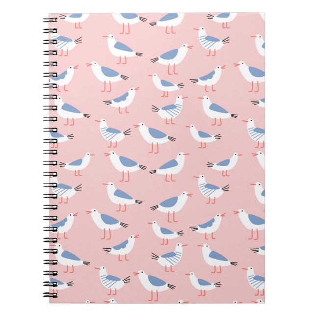 Carnet Motif sans couture avec de mignons mouettes (Devant)