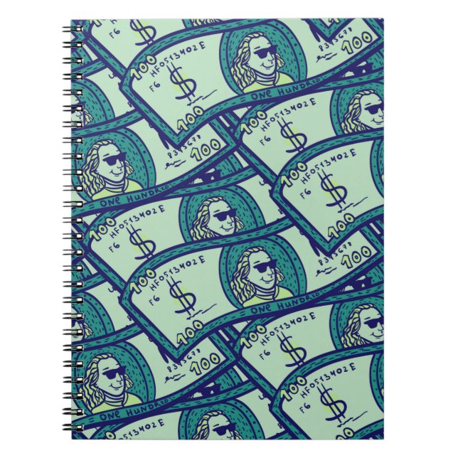 Carnet motif sans couture avec des billets de dollars (Devant)