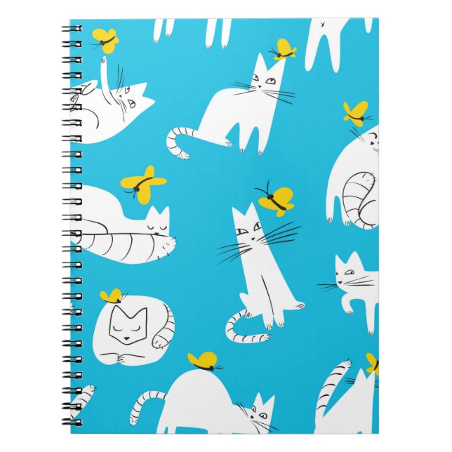 Carnet Motif sans couture avec des chats drôles jouant av (Devant)