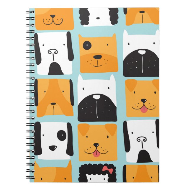 Carnet Motif sans couture avec des chiens mignons.  (Devant)