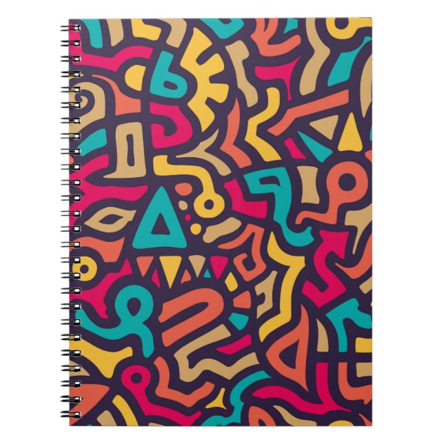 Carnet Motif sans couture avec des formes courbes de graf (Devant)