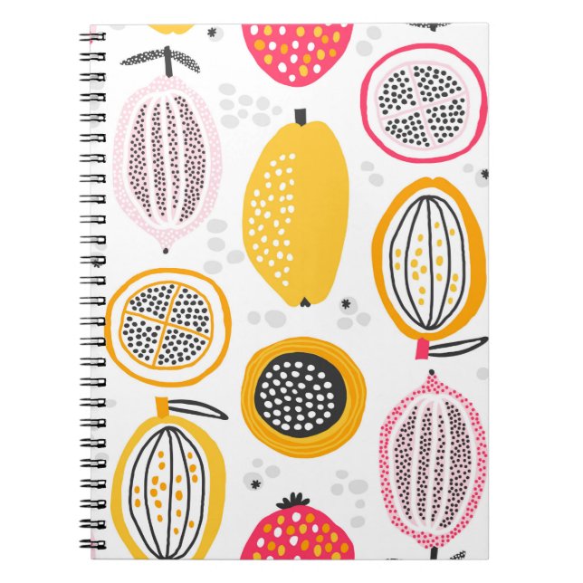 Carnet Motif sans couture avec des fruits exotiques dessi (Devant)