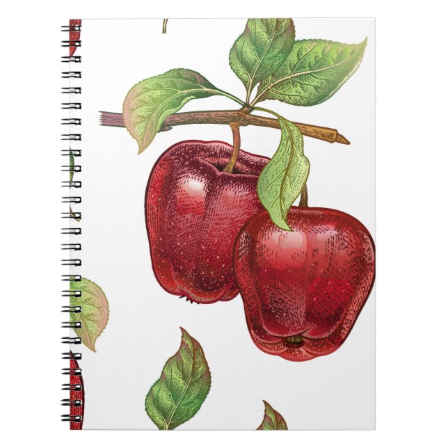 Carnet Motif sans couture avec des pommes rouges. vinique (Devant)