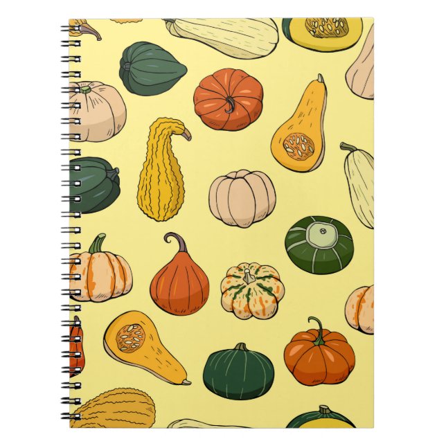Carnet Motif sans couture avec des squashe dessinés à la  (Devant)