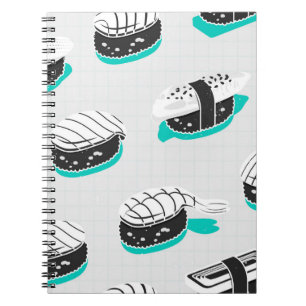Carnet Motif sans couture avec des sushis nigiri