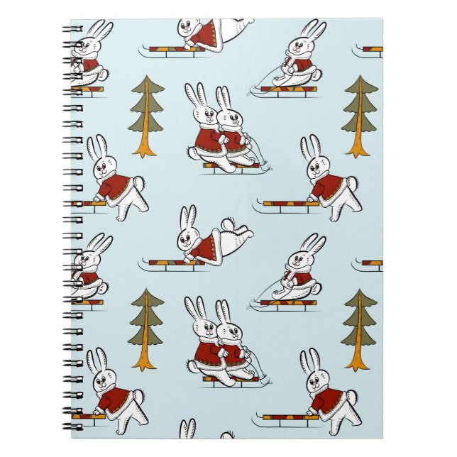 Carnet Motif sans couture avec différents lapins sur les  (Devant)