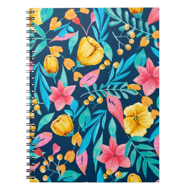 Carnet Motif sans couture avec éléments botaniques. Water (Devant)