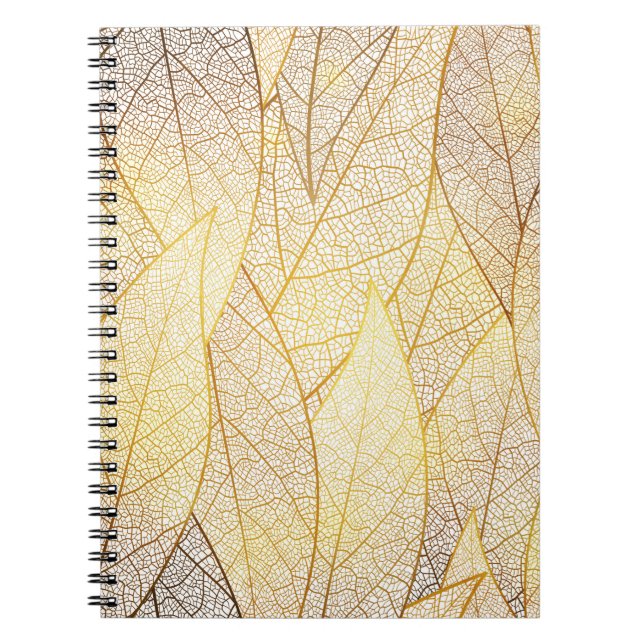 Carnet Motif sans couture avec feuilles or (Devant)