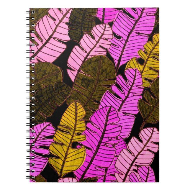 Carnet Motif sans couture avec feuilles tropicaux dessiné (Devant)
