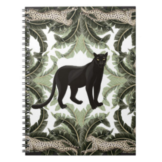 Carnet Motif sans couture avec feuilles tropicaux et anim
