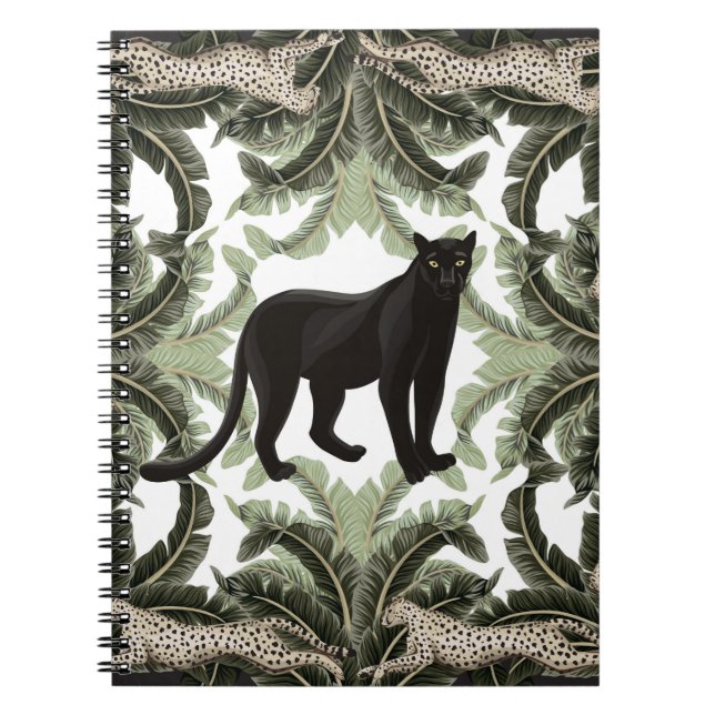 Carnet Motif sans couture avec feuilles tropicaux et anim (Devant)
