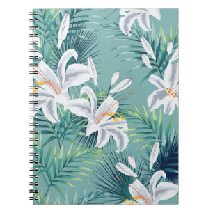 Carnet Motif sans couture avec feuilles tropicaux et roya