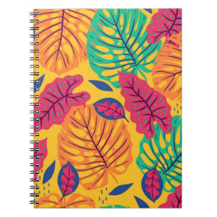 Carnet Motif sans couture avec feuilles tropicaux sur ba