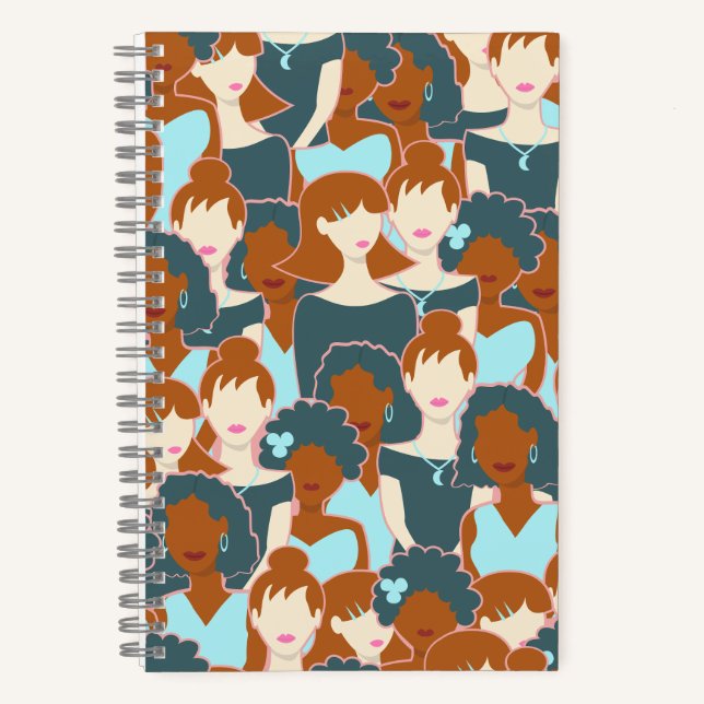Carnet Motif sans couture avec filles noires et blanches (Recto)