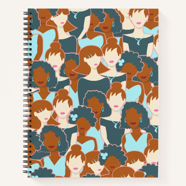 Carnet Motif sans couture avec filles noires et blanches (Devant)