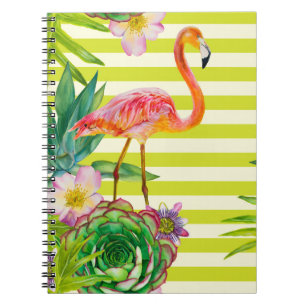 Carnet motif sans couture avec flamant rose et tr exotiqu