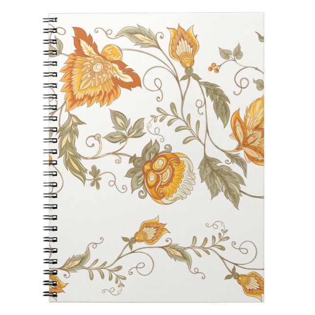 Carnet Motif sans couture avec fleurs décoratives stylisé (Devant)