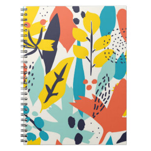 Carnet Motif sans couture avec fleurs peintes à la main e