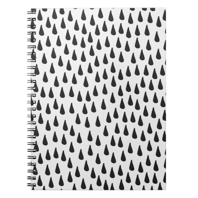 Carnet Motif sans couture avec gouttes de pluie en noir s (Devant)