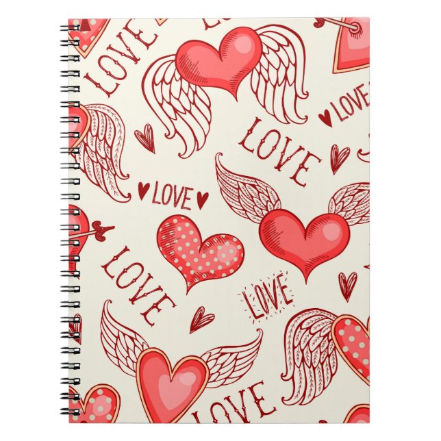 Carnet Motif sans couture avec les coeurs. Bonne Saint Va (Devant)