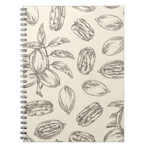 Carnet Motif sans couture avec pacane : noix de pécan et