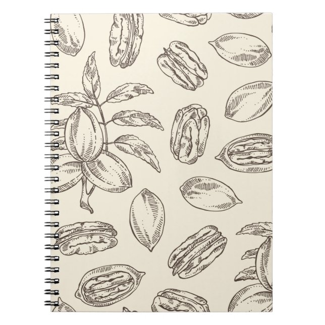 Carnet Motif sans couture avec pacane : noix de pécan et  (Devant)
