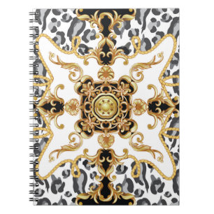 Carnet Motif sans couture avec peau de léopard et baro d