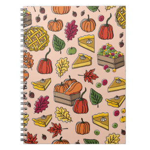 Carnet Motif sans couture avec tarte au potiron, tarte au