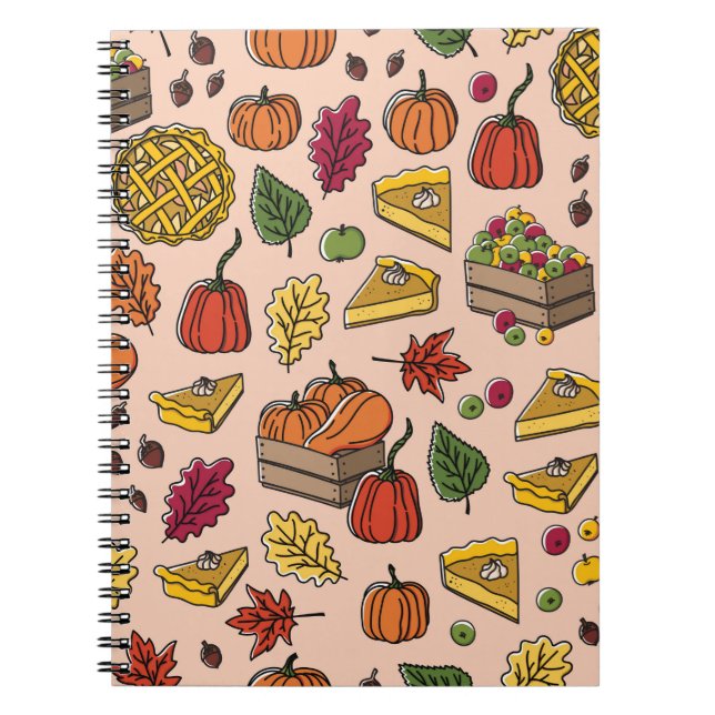 Carnet Motif sans couture avec tarte au potiron, tarte au (Devant)